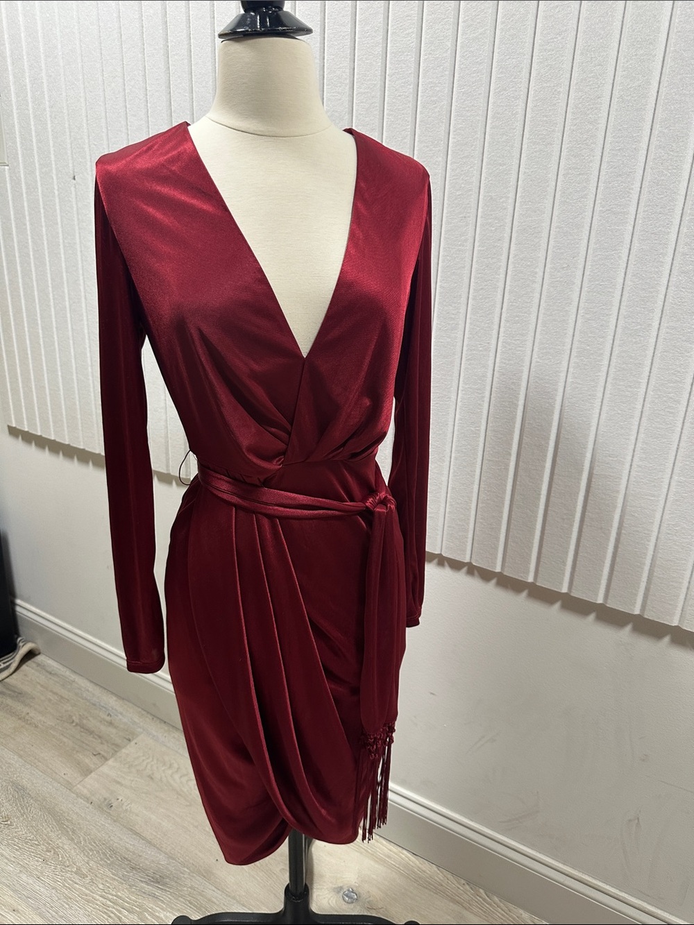 Altuzarra For Target Burgundy Satin Wrap Dress with Tie